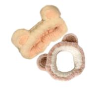 ULDIGI 2 Stück Flauschiges Stirnbänder mit Bärenohren Elastisches Haarschmuck für Damen Weiches Make up Haarband für Gesichtsreinigung Spa und Hautpflege Dehnbar und Wiederverwendbar