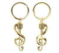 ULDIGI 2 Stück Metall Schlüsselanhänger mit Musiknoten und Mikrofon Goldfarbener Taschenanhänger für Musikfestival Geschenk für Musikfans und Partydekoration