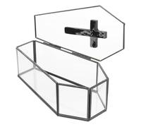 ULDIGI Glas Schmuckschatulle in Sargform mit Deckel Einzigartige Aufbewahrungsbox aus Glas für Kleine Schmuckstücke für Zuhause und Ausstellungsschutz Zufällige Farbe