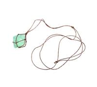 ULDIGI Natürliche Grüne Fluorit Rohstein Halskette mit Kristallähnlichem Anhänger Handgewickelt Heilender Steinanhänger für Damen und Herren Schmuck für Positive und Fokus