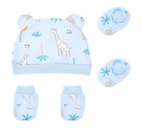 ULDIGI Neugeborenen Mützchen Handschuhe Socken Satz aus Baumwolle Elastisch Atmungsaktiv Wärmend Babyausstattung für Mädchen Jungen