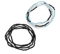 ULDIGI Stylische Strand Taillenketten Verstellbar aus Glasperlen 2 Stück Modische Bikini Taillenverzierung in Schwarz für Damen für Tankini und Badeanzug