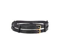 Ulfberth - Doppelter Ledergürtel - Wikinger Gürtel aus Leder - Mittelalter Doppelgürtel - Unisex, Used-Look, LARP, Reenactment, Pirat (Schwarz)