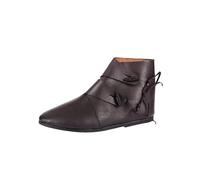 Ulfberth Frühmittelalter Schuhe vom Typ Jorvik, knöchelhoch aus Leder - Mittelalter, Wikinger, LARP, Schuhe (Dunkelbraun, größe 47)