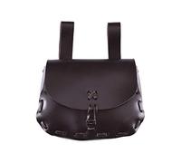 Ulfberth Mittelalter Gürteltasche aus Echtleder | Leder Bauchtasche für Damen und Herren in Braun | Wikinger Reenactment Ledertasche für den Gürtel | Karneval Kostüm (Dunkelbraun)