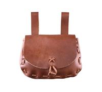 Ulfberth Mittelalter Gürteltasche aus Echtleder | Leder Bauchtasche für Damen und Herren in Braun | Wikinger Reenactment Ledertasche für den Gürtel | Karneval Kostüm | Hellbraun