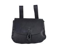 Ulfberth Mittelalter Gürteltasche aus Echtleder | Leder Bauchtasche für Damen und Herren in Braun | Wikinger Reenactment Ledertasche für den Gürtel | Karneval Kostüm (Schwarz)