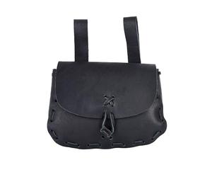 Ulfberth Mittelalter Gürteltasche Echtleder, Schwarz | Bauchtasche für Damen und Herren, Wikinger Reenactment, für den Gürtel, Karneval Kostüm, LARP