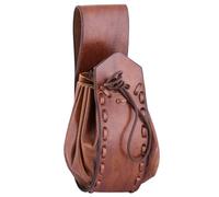 ULFBERTH | Mittelalter Lederbeutel mit Gürtelschlaufe | Hochwertiger Geldbeutel aus Büffelleder | Wikinger Reenactment Ledertasche für den Gürtel (Braun)