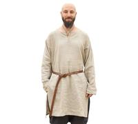 Ulfberth - Mittelalter Leinen Tunika - Wikinger Hemd - Mittelalterliche Gewandung für Herren - Mittelaltermarkt, Wikinger, Pirat, LARP (DE/NL/SE/PL, Alphanumerisch, S, Regular, Regular, Natur)