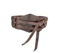 Ulfberth Mittelalterlicher Langgürtel, Büffelleder, dunkelbraun/schwarz, ca. 16,5 cm breit, Flechtnaht, Antik-Finish (Braun, XXL)