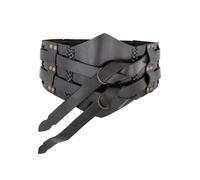 Ulfberth Mittelalterlicher Langgürtel, Büffelleder, dunkelbraun/schwarz, ca. 16,5 cm breit, Flechtnaht, Antik-Finish (Schwarz, XXL)