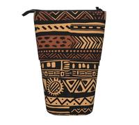 ULKMFFCF African Mud Cloth Tribal 1 Printed Standing Telescopic Pencil Case - Cute School Pencil Pouch, Makeup Bag, Cosmetic Bag, Pen Holder, Schwarz , Einheitsgröße, Schulranzen