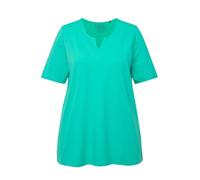 Ulla Popken Damen große Größen Übergrößen Plus Size T-Shirt, A-Linie, Tunika-Ausschnitt, Halbarm türkisgrün 46+ 807259437-46+
