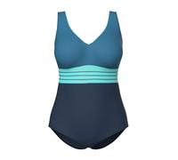 Ulla Popken Damen Badeanzug, Gold-Piping, Softcups, V-Ausschnitt, Recycelt Badeanzug (1er Pack)