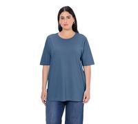 Ulla Popken Damen große Größen Übergrößen Plus Size T-Shirt, Rundhalsausschnitt, Relaxed, Halbarm denimblau 66+ 486910721-66+