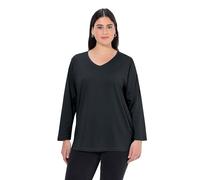 Ulla Popken Damen Basic-v-shirt, Langarm T-Shirts, Schwarz, 50-52 EU