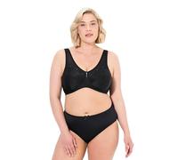 Ulla Popken Damen bis 130G, Entlastungs-BH, Bustier, gepolstert & ohne Bügel, Spitze, breite Träger, kein Einschneiden schwarz 125F 659343100-125F