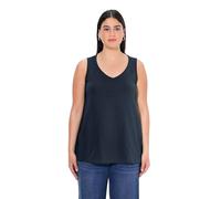 Ulla Popken Damen Feminines Top mit V-Neck T-Shirt, Marine, 54-56