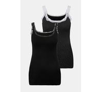 Ulla Popken, Damen, große Größen, 2pcs Unterhemden, lace and dots