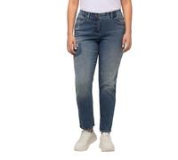 Ulla Popken Damen Boyfriend, Destroy-Effekte, weites Bein, Stretch Jeans, Blue Denim, 48