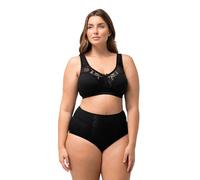 Ulla Popken Damen Entlastungs-BH Kelly, Spitze, Ohne Bügel, Cup C-e BH, Schwarz, 100D EU