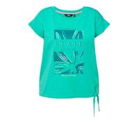 Ulla Popken Damen Kurzes Top zum Binden mit Druck, Oversized 829241 T-Shirt, türkisgrün, 54-56