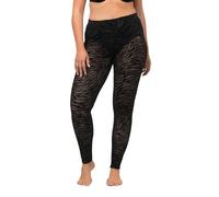 Ulla Popken Damen Mesh-Leggings, Animal Print Groß-Übergröße, Schwarz, 50-52