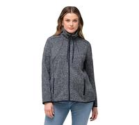 Ulla Popken Damen Strickfleece Jacke mit Rautenmuster Sweatjacke, Marine, 42-44