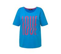 Ulla Popken Damen Schriftzug Druck, Oversize Dori 829291 T-Shirt, saphirblau, 54-56
