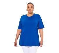Ulla Popken Damen große Größen Übergrößen bis 72, Basic T-Shirt, Oberteil, Regular Fit, Rundhalsausschnitt, Halbarm, Royalblau 54+ 486910753-54+