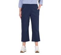 Ulla Popken Damen große Größen Übergrößen Plus Size 7/8-Hose Ruby, geformtes Knie, gerades Bein, Elastikbund Marine 50 839528130-50