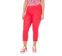 Ulla Popken Damen große Größen Übergrößen Plus Size 7/8-Hose Sienna, Fransensaum, schmales Bein neon rot 54 818073520-54