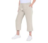 Ulla Popken Damen große Größen Übergrößen Plus Size 7/8-Leinenhose, elastischer Bund, natürlich kühl Natur 42 803829375-42