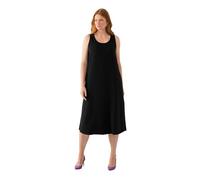 Ulla Popken Damen große Größen Übergrößen Plus Size Acetat-Midikleid, A-Linie, Rundhals, ärmellos, Taschen schwarz 42+ 823276100-42+