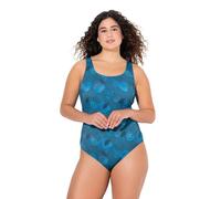 Ulla Popken Damen große Größen Übergrößen Plus Size Badeanzug, Blätter, ohne Softcups, recycelt tannengrün 62+ 835803752-62+