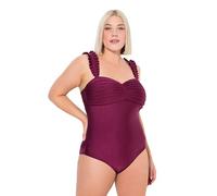Ulla Popken Damen große Größen Übergrößen Plus Size Badeanzug, Falten, Softcups, Träger verstellbar Purpur 56 835889541-56