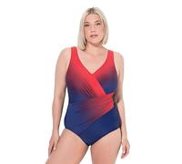 Ulla Popken Damen große Größen Übergrößen Plus Size Badeanzug, Farbverlauf, drapiert, Softschalen, recycelt Marine 50 832236740-50