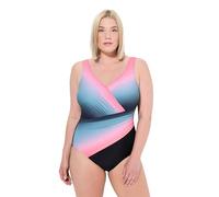 Ulla Popken Damen große Größen Übergrößen Plus Size Badeanzug, Farbverlauf, drapiert, Softschalen, recycelt schwarz 42 832236100-42