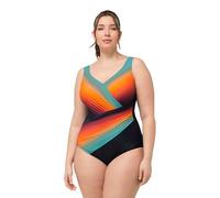 Ulla Popken Damen große Größen Übergrößen Plus Size Badeanzug, Farbverlauf, Softcups, Drapierung, recycelt marine 60 826271130-60