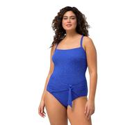 Ulla Popken Damen große Größen Übergrößen Plus Size Badeanzug, Glitter, Struktur, Softcups, Wickeloptik, recycelt Royalblau 60 826231750-60