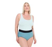 Ulla Popken Damen große Größen Übergrößen Plus Size Badeanzug, Glitzer, ohne Softcups, recycelt eisgrün 42 834963720-42