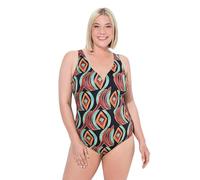 Ulla Popken Damen Badeanzug, Petra, Golden Eye, Schwarz, 48 EU