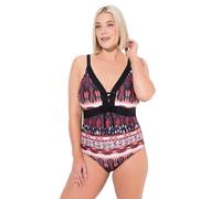 Ulla Popken Damen Jenny, Ekatmuster Safari Badeanzug, Navy, 52 EU