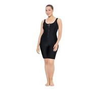 Ulla Popken Damen große Größen Übergrößen Plus Size Badeanzug, langes Bein, ohne Softcups, Zipper schwarz 46 826265100-46