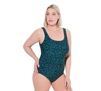 Ulla Popken Damen große Größen Übergrößen Plus Size Badeanzug, Leomuster, ohne Softcups, Rundhals