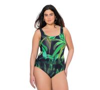 Ulla Popken Damen, Softcups, Rundhalsausschnitt Badeanzug, schwarz, 58-60