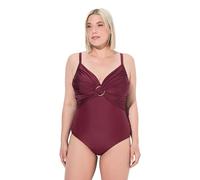 Ulla Popken Damen große Größen Übergrößen Plus Size Badeanzug, ohne Softcups, Träger verstellbar, recycelt Beere 50 836479348-50