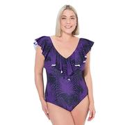 Ulla Popken Damen große Größen Übergrößen Plus Size Badeanzug Petra, Volants, Mamba