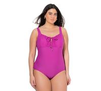 Ulla Popken Damen große Größen Übergrößen Plus Size Badeanzug, Raffung, Bügel, ohne Softcups, recycelt Orchidee 48 836182810-48